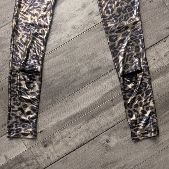 MAAC London, Metallic Leopard Print Cutout Leggings, Size Small - Picture 4 of 10